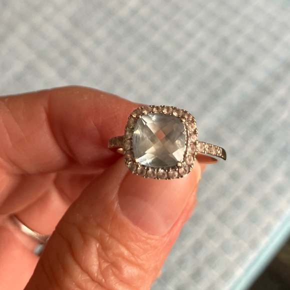 14k WG Aquamarine & Crystal Ring - Picture 8 of 10